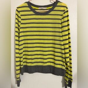 Chance of Fate Gray and Yellow Striped Mesh Sweater Size Large